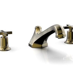 Phylrich HEX MODERN Deck Tub Set – Cross Handles 501-40 – Antique Brass