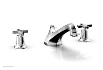Phylrich HEX MODERN Deck Tub Set - Cross Handles 501-40 - Polished Chrome