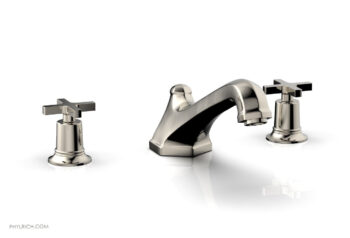 Phylrich HEX MODERN Deck Tub Set - Cross Handles 501-40 - Polished Nickel