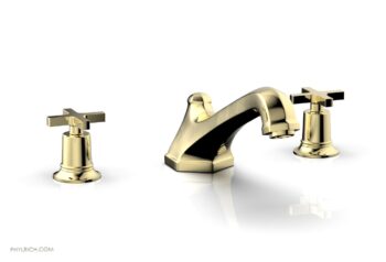 Phylrich HEX MODERN Deck Tub Set - Cross Handles 501-40 - Polished Brass