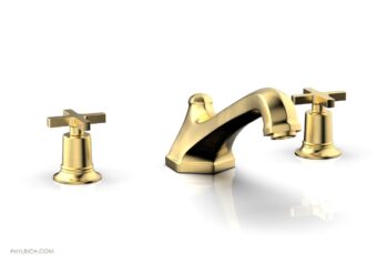 Phylrich HEX MODERN Deck Tub Set - Cross Handles 501-40 - Satin Gold