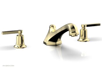 Phylrich HEX MODERN Deck Tub Set - Lever Handles 501-41 - Polished Brass