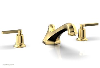 Phylrich HEX MODERN Deck Tub Set - Lever Handles 501-41 - Satin Gold