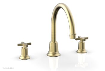 Phylrich HEX MODERN Deck Tub Set - Cross Handles 501-42 - Burnished Gold