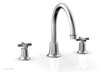 Phylrich HEX MODERN Deck Tub Set - Cross Handles 501-42 - Satin Chrome