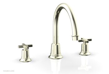Phylrich HEX MODERN Deck Tub Set - Cross Handles 501-42 - Burnished Nickel