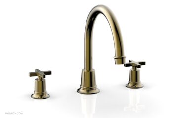Phylrich HEX MODERN Deck Tub Set - Cross Handles 501-42 - Antique Brass