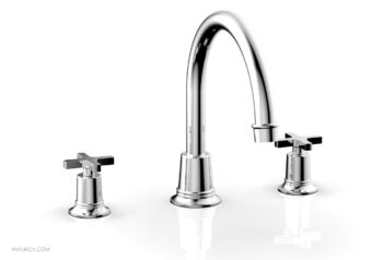 Phylrich HEX MODERN Deck Tub Set - Cross Handles 501-42 - Polished Chrome