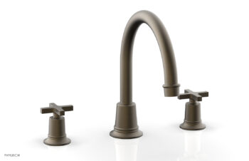 Phylrich HEX MODERN Deck Tub Set - Cross Handles 501-42 - Architectural Bronze