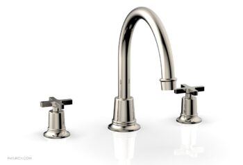 Phylrich HEX MODERN Deck Tub Set - Cross Handles 501-42 - Polished Nickel