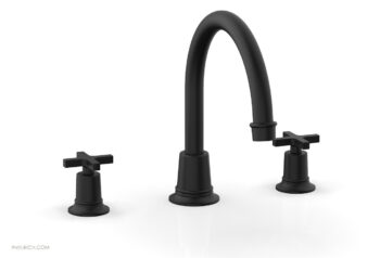 Phylrich HEX MODERN Deck Tub Set - Cross Handles 501-42 - Matte Black