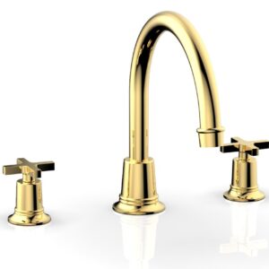 Phylrich HEX MODERN Deck Tub Set – Cross Handles 501-42 – Polished Gold