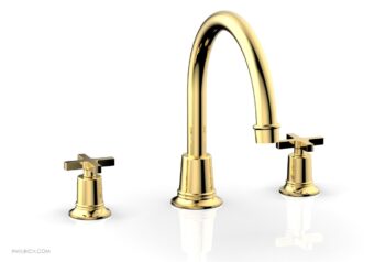 Phylrich HEX MODERN Deck Tub Set - Cross Handles 501-42 - Polished Gold