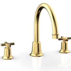 Phylrich HEX MODERN Deck Tub Set – Cross Handles 501-42 – Satin Gold