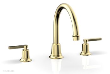 Phylrich HEX MODERN Deck Tub Set - Lever Handles 501-43 - Polished Brass Uncoated