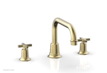 Phylrich HEX MODERN Deck Tub Set - Cross Handles 501-44 - Burnished Gold