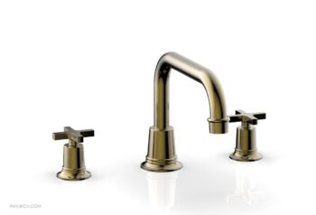Phylrich HEX MODERN Deck Tub Set - Cross Handles 501-44 - Antique Brass