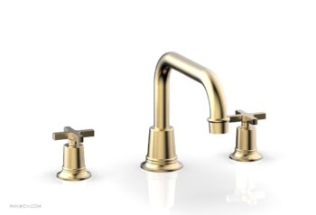 Phylrich HEX MODERN Deck Tub Set - Cross Handles 501-44 - Satin Brass