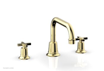 Phylrich HEX MODERN Deck Tub Set - Cross Handles 501-44 - Polished Brass