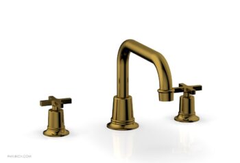 Phylrich HEX MODERN Deck Tub Set - Cross Handles 501-44 - French Brass