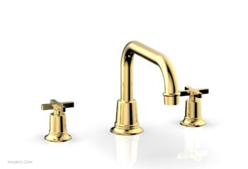 Phylrich HEX MODERN Deck Tub Set - Cross Handles 501-44 - Polished Gold