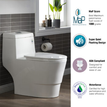 Dual Flush Elongated One Piece Toilet With Soft Closing Seat, Chair Height, Water Sense, High-Efficiency - Image 3