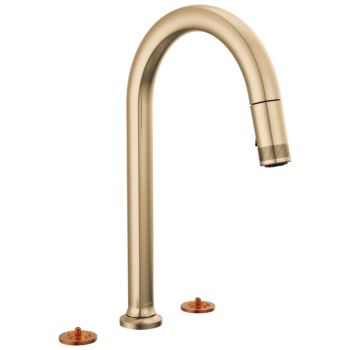 Brizo Kintsu®: Widespread Pull-Down Faucet with Arc Spout - Less Handles In Lumicoat® Luxe Gold