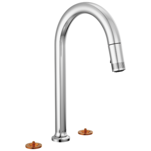 Brizo Kintsu®: Widespread Pull-Down Faucet with Arc Spout – Less Handles In Lumicoat® Chrome