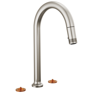 Brizo Kintsu®: Widespread Pull-Down Faucet with Arc Spout – Less Handles In Lumicoat® Stainless