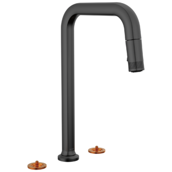 Brizo Kintsu®: Widespread Pull-Down Faucet with Square Spout - Less Handles In Matte Black
