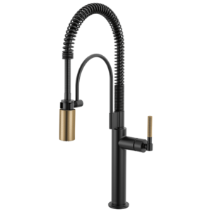 Brizo Litze®: Semi-Professional Kitchen Faucet – Knurled Handle In Matte Black / Luxe Gold