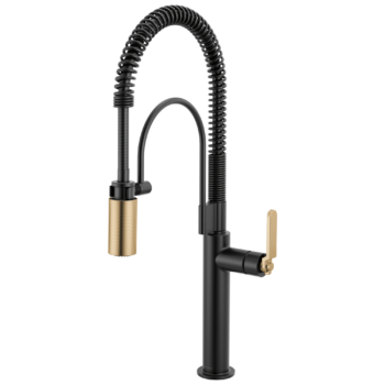 Brizo Litze®: Semi-Professional Kitchen Faucet - Industrial Handle In Matte Black / Luxe Gold