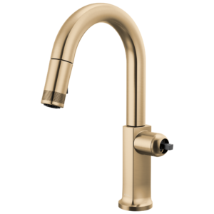Brizo Kintsu®: Pull-Down Prep Faucet with Arc Spout – Less Handle In Lumicoat® Luxe Gold