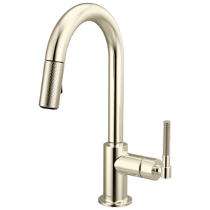 Brizo Litze®: Pull-Down Prep Faucet with Arc Spout – Knurled Handle In Polished Nickel