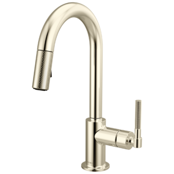 Brizo Litze®: Pull-Down Prep Faucet with Arc Spout - Knurled Handle In Polished Nickel