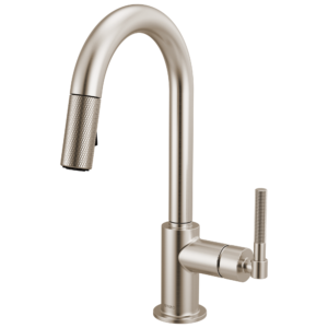 Brizo Litze®: Pull-Down Prep Faucet with Arc Spout – Knurled Handle In Stainless