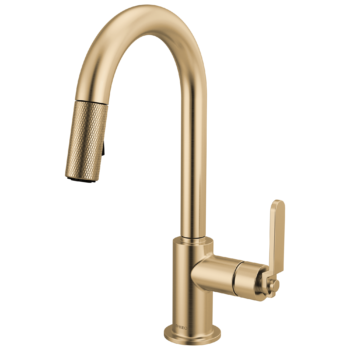 Brizo Litze®: Pull-Down Prep Faucet with Arc Spout - Industrial Handle In Luxe Gold