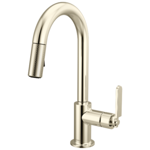 Brizo Litze®: Pull-Down Prep Faucet with Arc Spout – Industrial Handle In Polished Nickel