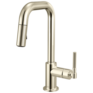 Brizo Litze®: Pull-Down Prep Faucet with Square Spout – Knurled Handle In Polished Nickel