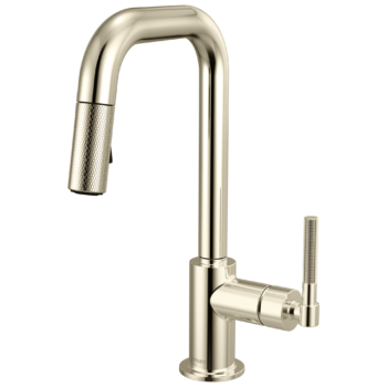 Brizo Litze®: Pull-Down Prep Faucet with Square Spout - Knurled Handle In Polished Nickel