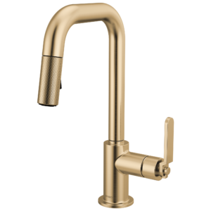 Brizo Litze®: Pull-Down Prep Faucet with Square Spout – Industrial Handle In Luxe Gold