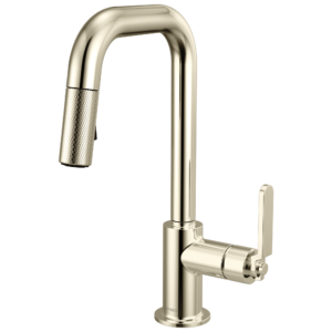 Brizo Litze®: Pull-Down Prep Faucet with Square Spout – Industrial Handle In Polished Nickel