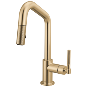 Brizo Litze®: Pull-Down Prep Faucet with Angle Spout – Knurled Handle In Luxe Gold