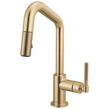 Brizo Litze®: Pull-Down Prep Faucet with Angle Spout - Knurled Handle In Luxe Gold