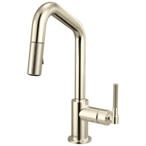 Brizo Litze®: Pull-Down Prep Faucet with Angle Spout – Knurled Handle In Polished Nickel