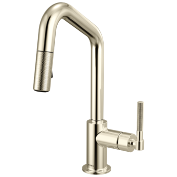 Brizo Litze®: Pull-Down Prep Faucet with Angle Spout - Knurled Handle In Polished Nickel