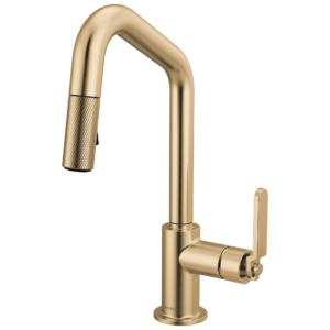 Brizo Litze®: Pull-Down Prep Faucet with Angle Spout – Industrial Handle In Luxe Gold