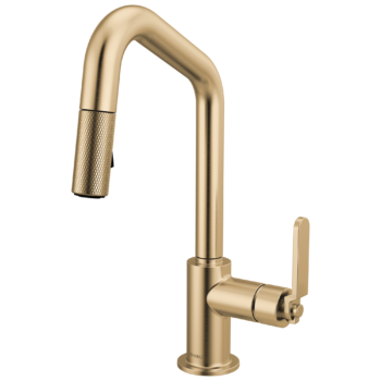 Brizo Litze®: Pull-Down Prep Faucet with Angle Spout - Industrial Handle In Luxe Gold