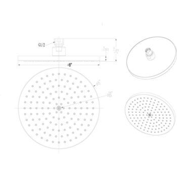 Dawn® Single Function 8" Round Rain Showerhead, Brushed Nickel - Image 2