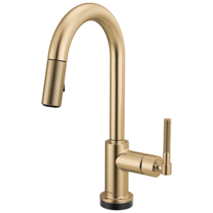 Brizo Litze®: Smarttouch Pull-Down Prep Faucet with Arc Spout – Knurled Handle In Luxe Gold